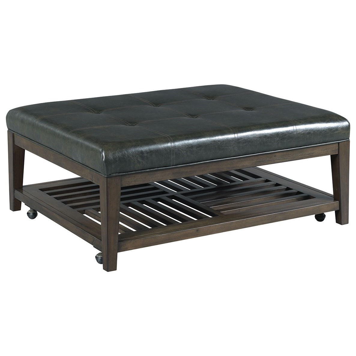 Gray leather online cocktail ottoman